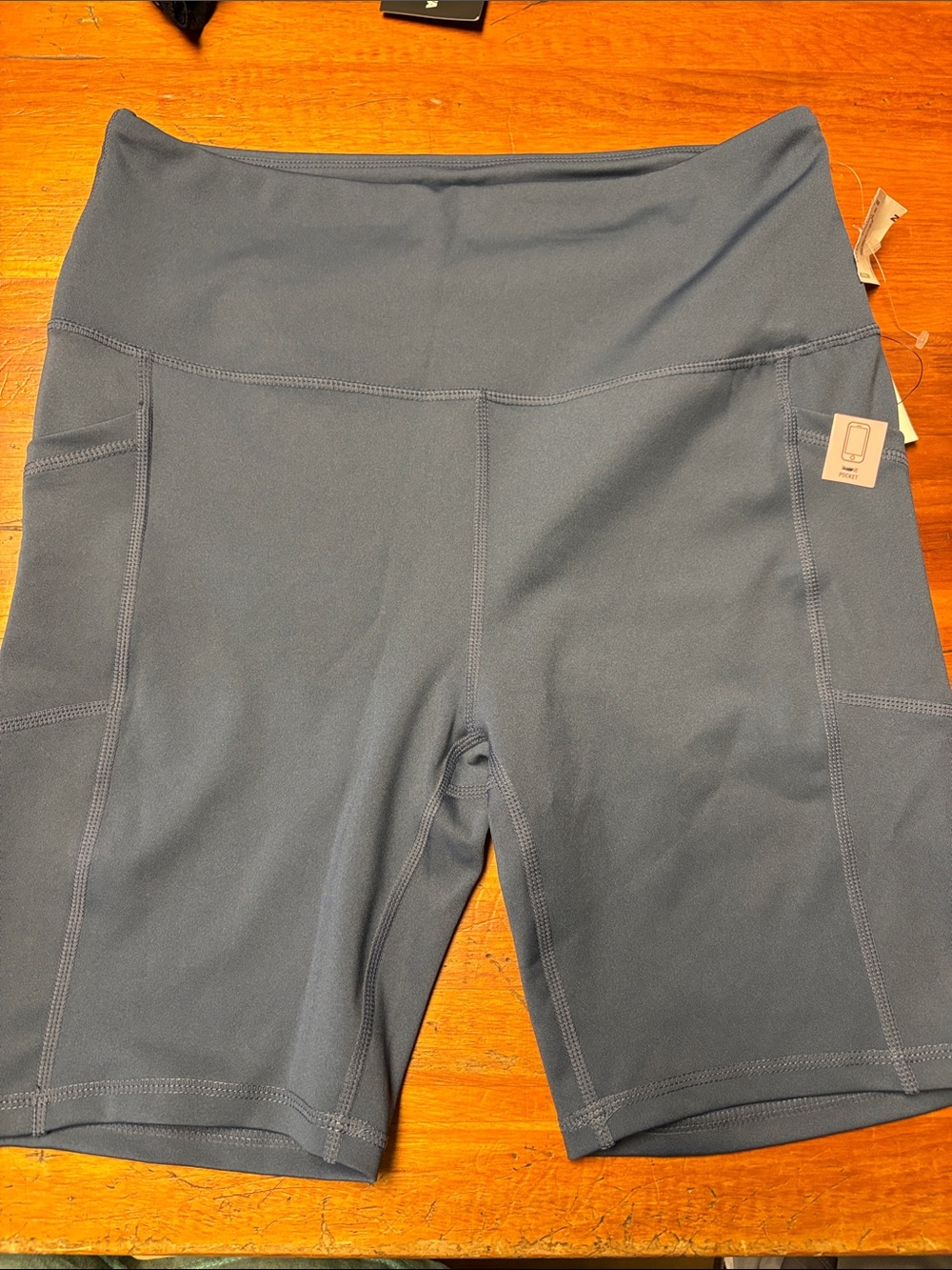 Women’s Midrise Bike Shorts with Side Pockets in Slate Blue